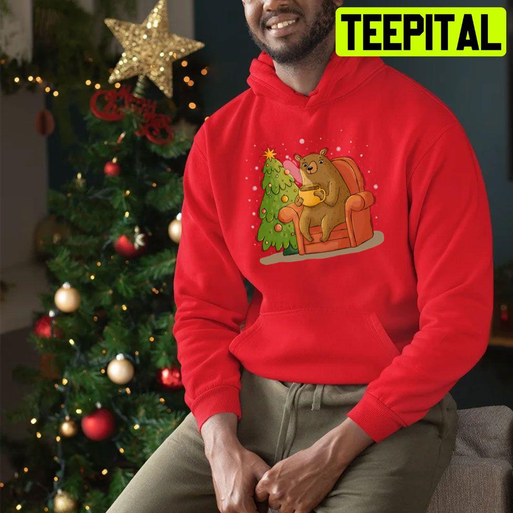 Festive Bear Drink Coffee Christmas Trending Unisex Sweatshirt