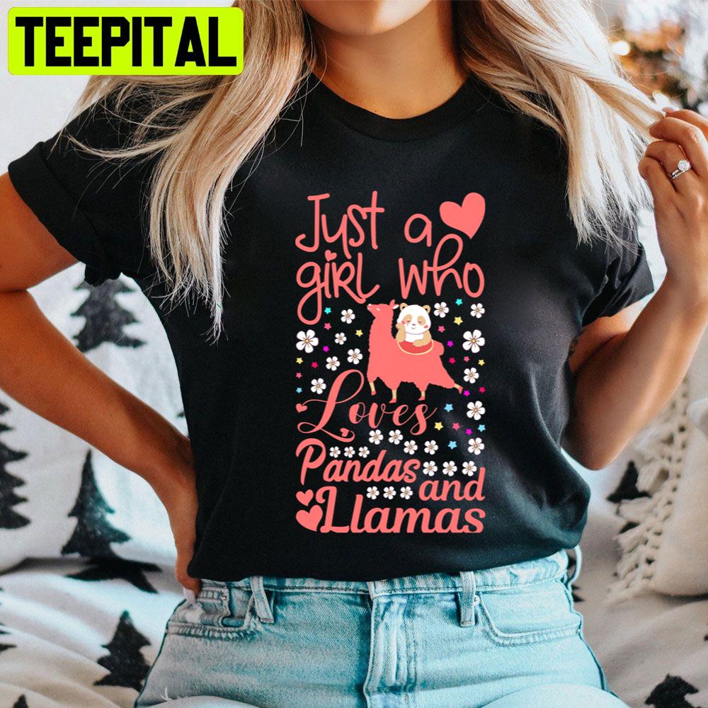 Just A Girl Who Loves Llamas And Pandas Trending Unisex Sweatshirt