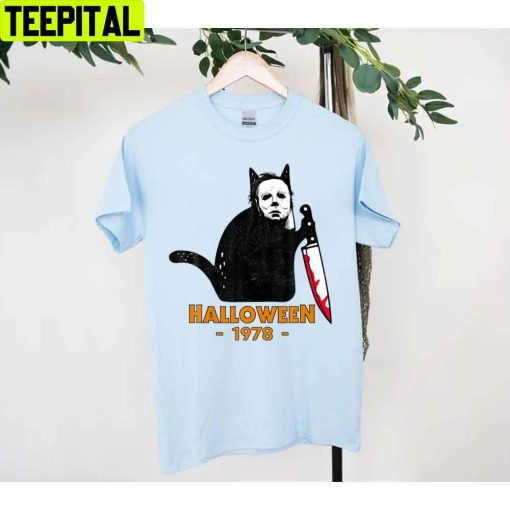 Black Cat Halloween 1978 Michael Myers Killer Kitty Horror Movie Unisex T-Shirt