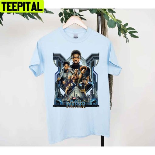 Black Panther Characters Over Wakanda Unisex T-Shirt