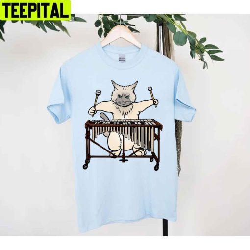 Cat Playing Vibraphone Jazz Marimba Unisex T-Shirt