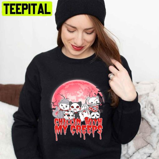 Chillin With My Creeps Cat Horror Serial Killer Unisex T-Shirt