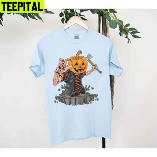 Pumpkin Head Zombie Killer Halloween Unisex T-Shirt