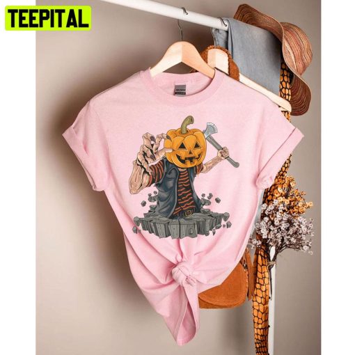 Pumpkin Head Zombie Killer Halloween Unisex T-Shirt