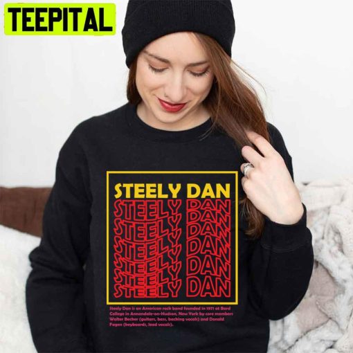 Red And Gold Text Steely Dan Rock Logo Unisex T-Shirt