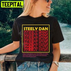 Red And Gold Text Steely Dan Rock Logo Unisex T-Shirt