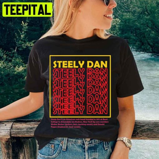 Red And Gold Text Steely Dan Rock Logo Unisex T-Shirt