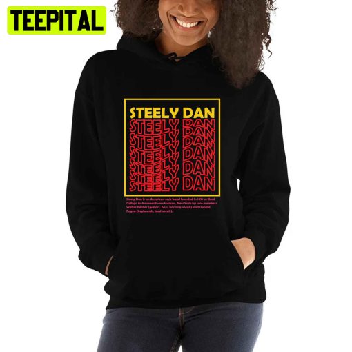 Red And Gold Text Steely Dan Rock Logo Unisex T-Shirt