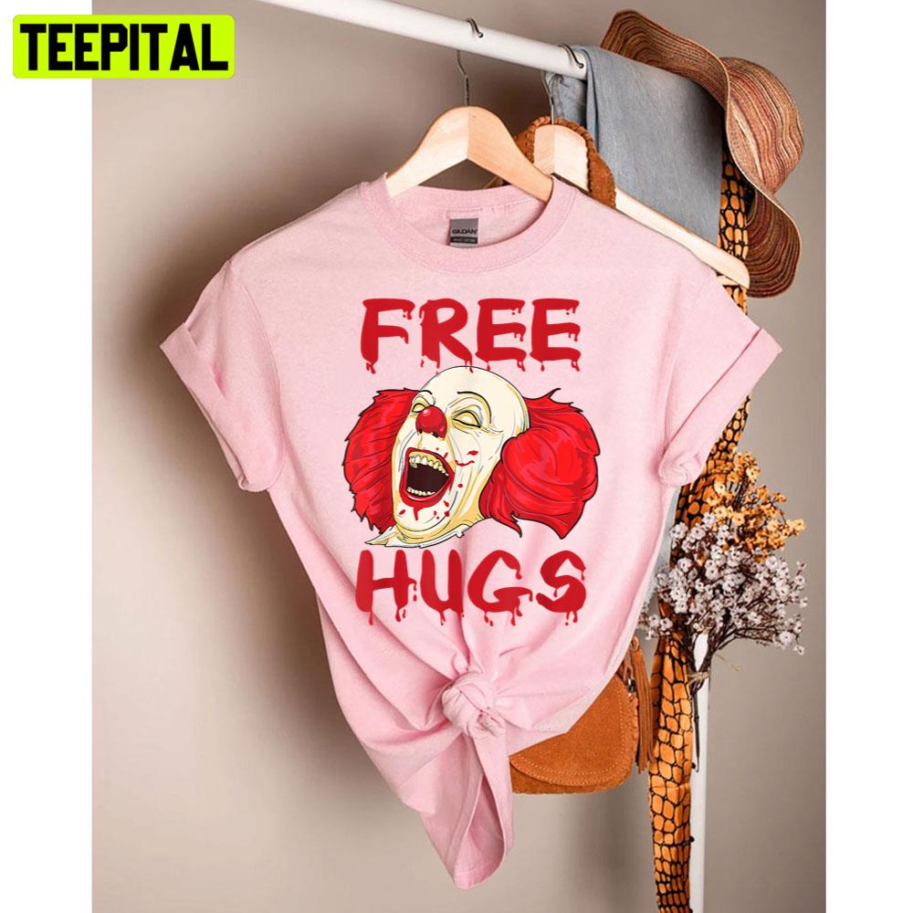 Penywise Free Hugs Halloween Evil Killer Scary Clown Horror Unisex T-Shirt
