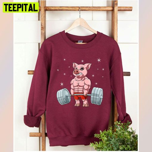 Pig Weightlifting Fitness Gym For Animal Lover Unisex T-Shirt