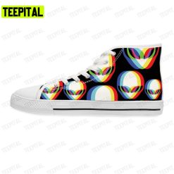 3d Alien Style Halloween Party Adults High Top Canvas Shoes