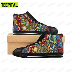 African Fabric And Wild Animal Skins Adults High Top Canvas Shoes