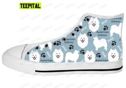 American Eskimo Dog Lover Adults High Top Canvas Shoes