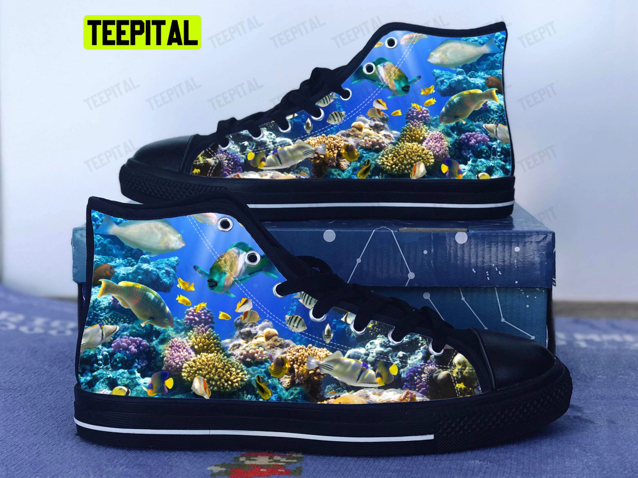 Aquarium Fish Adults High Top Canvas Shoes – Teepital – Everyday New ...