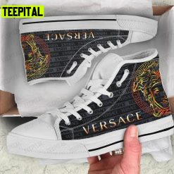 Art Gianni Versace Black White Adults High Top Canvas Shoes