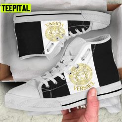 Art Gianni Versace White Black Adults High Top Canvas Shoes