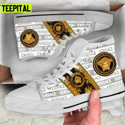 Art Gianni Versace White Gold Adults High Top Canvas Shoes