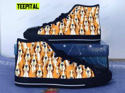 Basset Hound Adults High Top Canvas Shoes