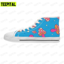 Blue With Magic Mushroom Adults High Top Canvas Shoes