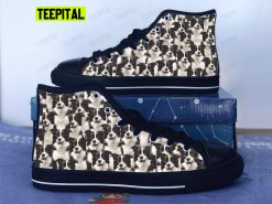 Border Collie Adults High Top Canvas Shoes