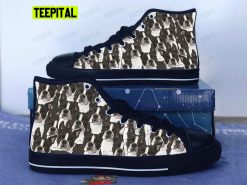 Boston Terrier Adults High Top Canvas Shoes