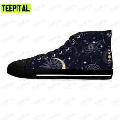 Celestial Mystic Constellations And Stars Alchemy Adults High Top Canvas Shoes