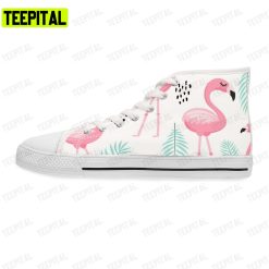 Cute Custom Printed Shoes With Tropical Pink Flamingo Adults High Top Canvas Shoes