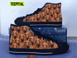 Dachshund Wiener Dog Adults High Top Canvas Shoes