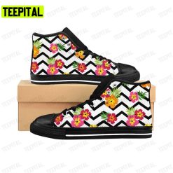 Floral Flowers Colorful Hibiscus Design Adults High Top Canvas Shoes