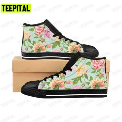 Flower Girl Peony Flowers Shabby Chic Adults High Top Canvas Shoes