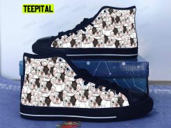 French Bulldog Adults High Top Canvas Shoes