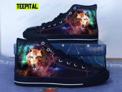 Galaxy Wolf Adults High Top Canvas Shoes