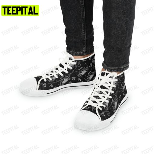 Gamer Controllers Design Pattern Adults High Top Canvas Shoes