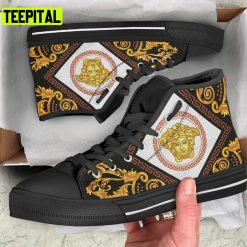 Gianni Versace Black Adults High Top Canvas Shoes