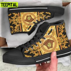 Gianni Versace Black Background Art Adults High Top Canvas Shoes