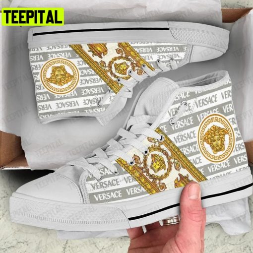 Gianni Versace White Adults High Top Canvas Shoes