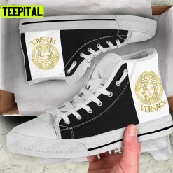 Gianni Versace White Black Adults High Top Canvas Shoes