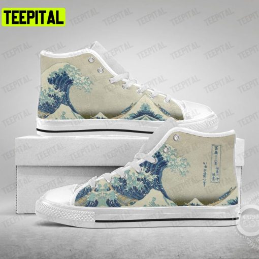 Great Wave Off Kanagawa Adults High Top Canvas Shoes