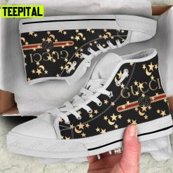 Gucci Black Star Adults High Top Canvas Shoes