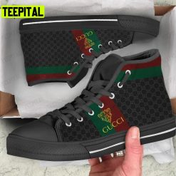 Gucci Black Stripe Art Adults High Top Canvas Shoes