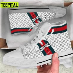 Gucci White Stripe Art Adults High Top Canvas Shoes