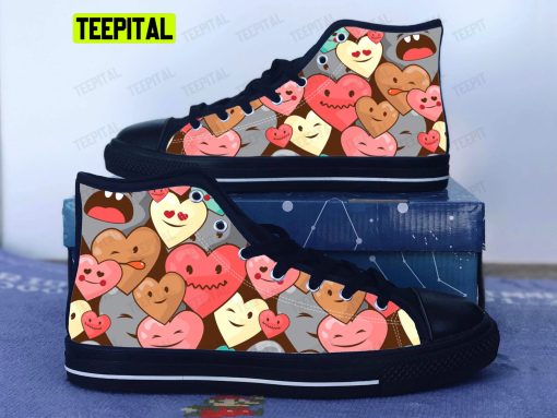 Hearts Love Adults High Top Canvas Shoes