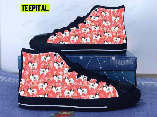 Japanese Chin Adults High Top Canvas Shoes