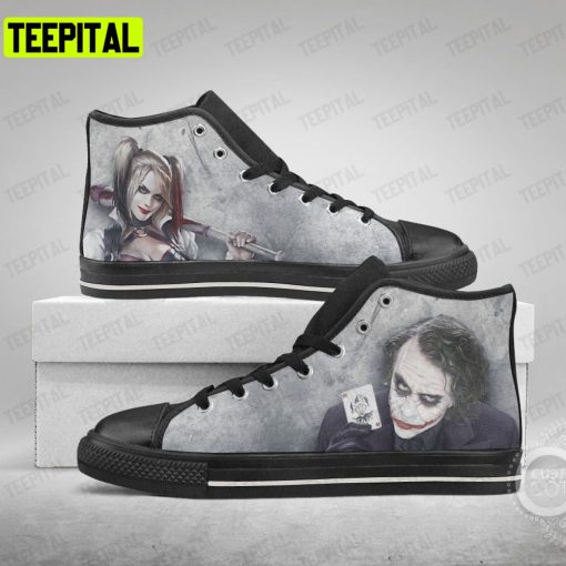 Joker And Harley Adults High Top Canvas Shoes