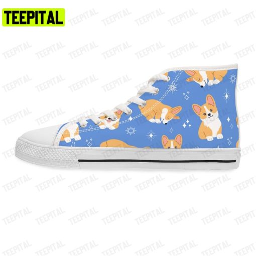 Kawaii Corgi Adults High Top Canvas Shoes