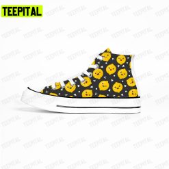 Kawaii Smiling Lemons Pattern Adults High Top Canvas Shoes