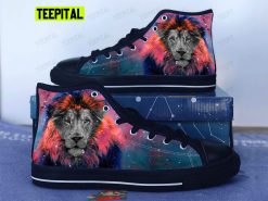 Lion Galaxy  Animal Lover Adults High Top Canvas Shoes