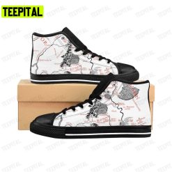 Lord O The Rings Map Hobbit Gondor Adults High Top Canvas Shoes