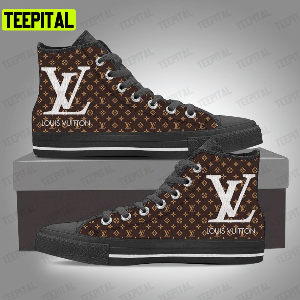 Louis Vuitton Black Brown Adults High Top Canvas Shoes – Teepital