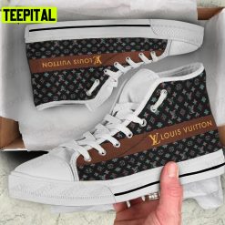 Louis Vuitton Black White Adults High Top Canvas Shoes